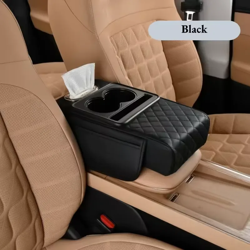 5-in-1 Car Center Console Armrest Cushion with Cup Holder Tissue Box Organizer Bag — photo 4