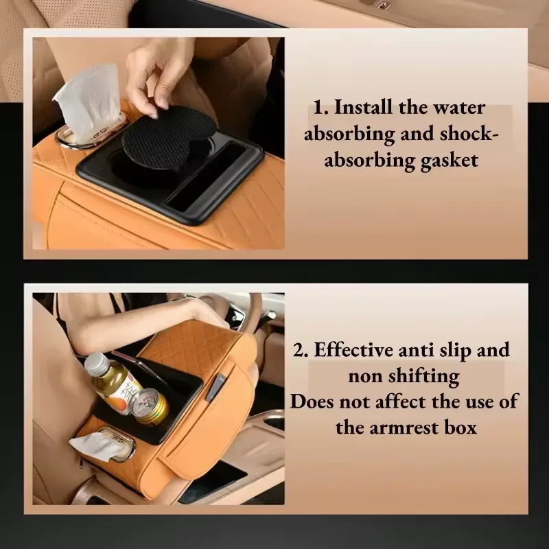 5-in-1 Car Center Console Armrest Cushion with Cup Holder Tissue Box Organizer Bag β photo 5