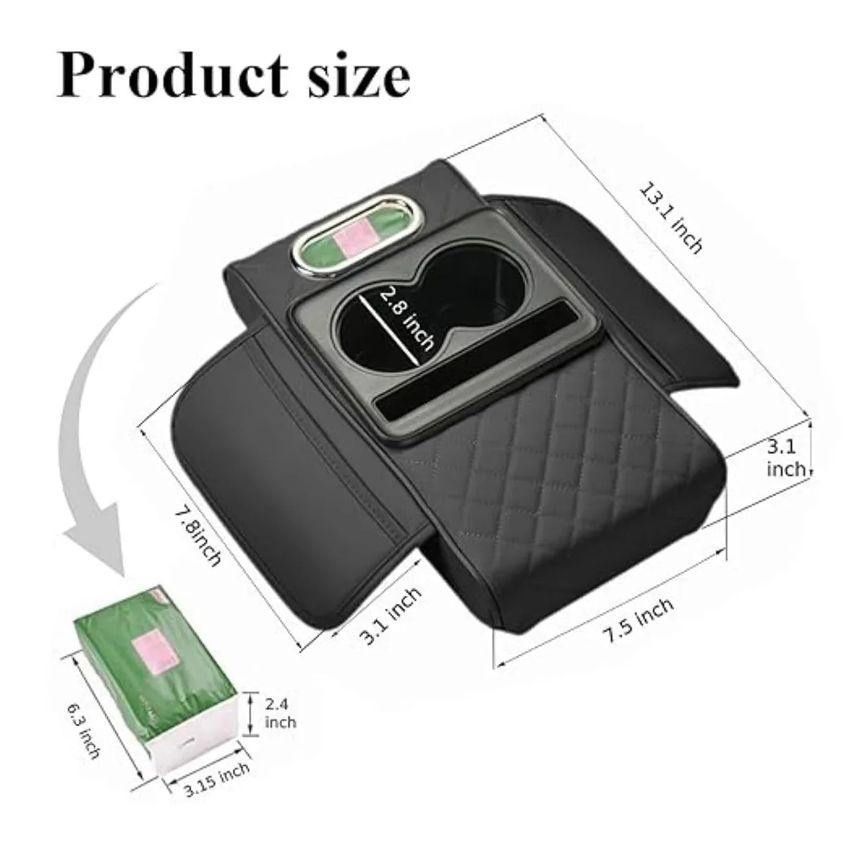 5-in-1 Car Center Console Armrest Cushion with Cup Holder Tissue Box Organizer Bag — photo 8