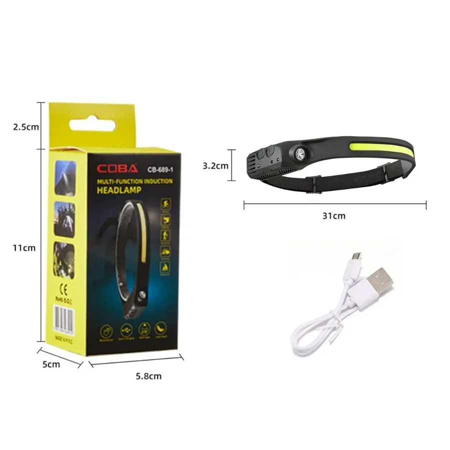 Coba Bright Rechargeable Headlamp Flashlight, 8 Lighting Modes with Motion Sensor Head Lamp β photo 6