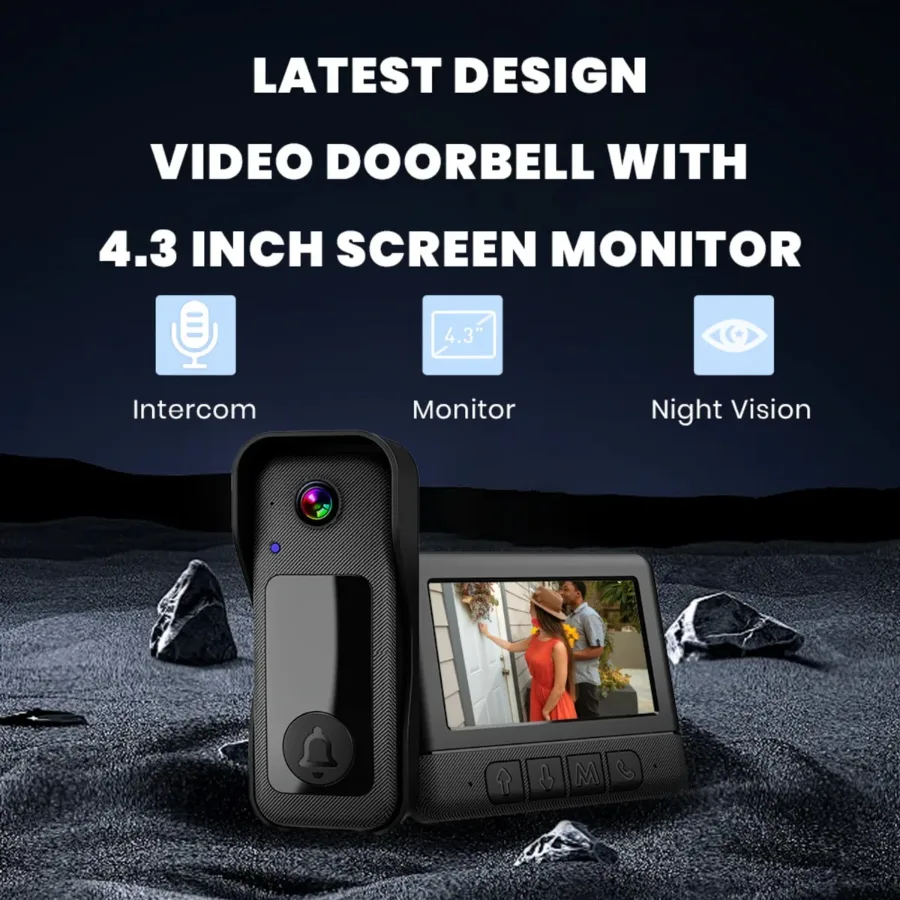 Visual smart doorbell with 4.3-inch color display, 0.3 megapixel camera for home security X8 β photo 4
