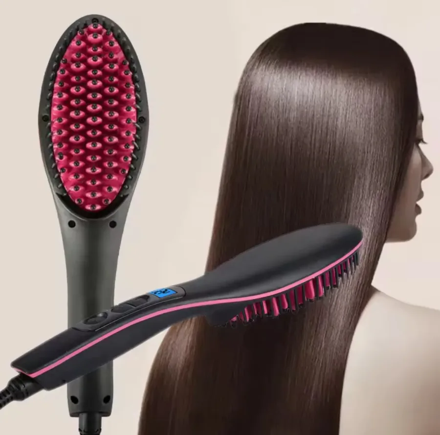 Hair Straightener Brush Ceramic