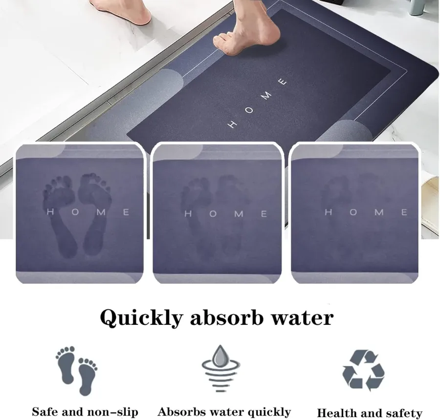 Bathroom Mat (2pcs) Silicone Super Absorbent Quick Dry for and Floor Mats β photo 2