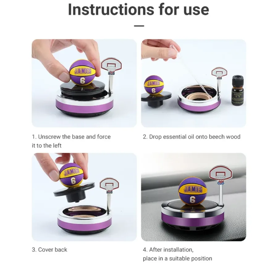 Car Air Fresher Aromatherapy Basketball Solar Turning Ball β photo 5