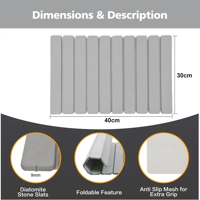 Luxury Foldable Stone Drying Mat Anti Slip Bathroom/Kitcheniuv β photo 6