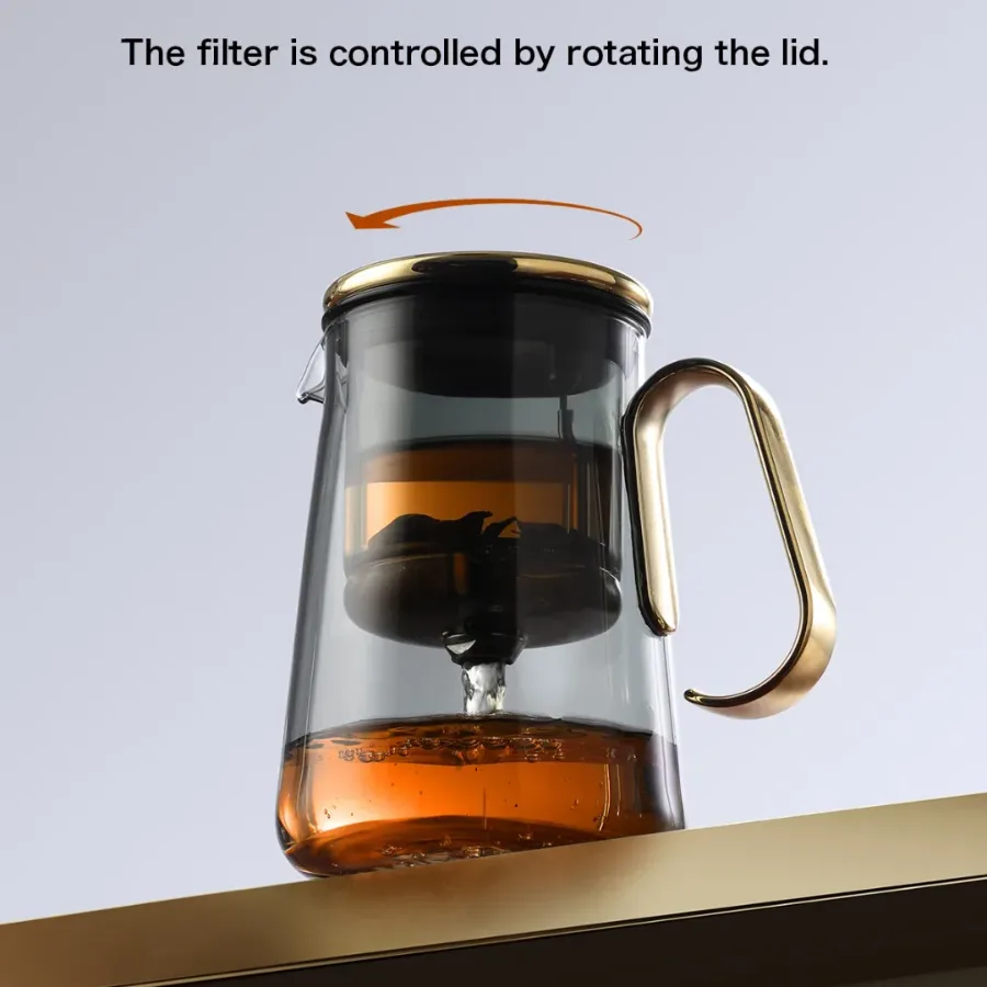 Luxury Large Glass Tea cup pot with One-Click Filter — photo 6