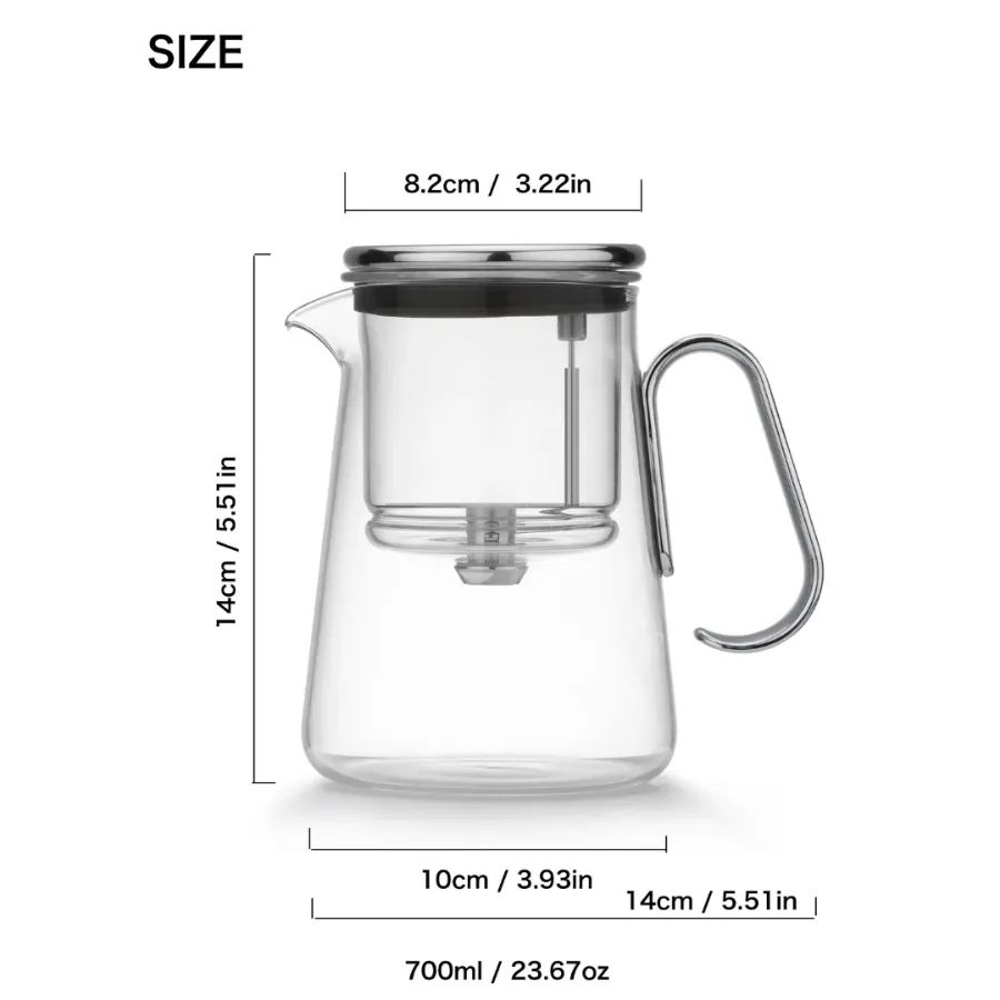 Luxury Large Glass Tea cup pot with One-Click Filter β photo 10