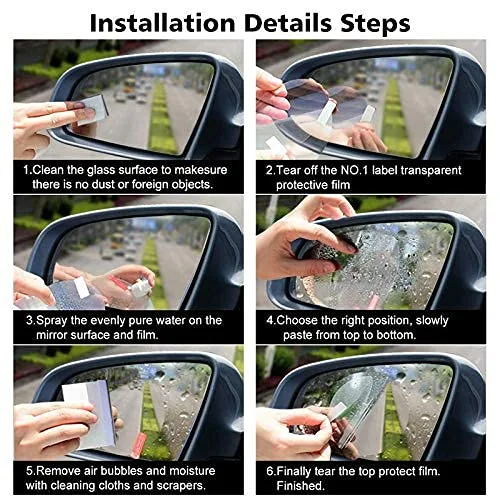 Waterproof Anti Fog Film Rain Proof Car Mirror for All Vehicles - Set of 2 — photo 3