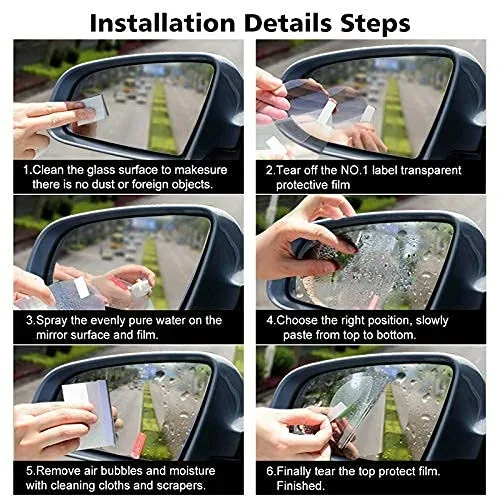 Waterproof Anti Fog Film Rain Proof Car Mirror for All Vehicles - Set of 2 — photo 3