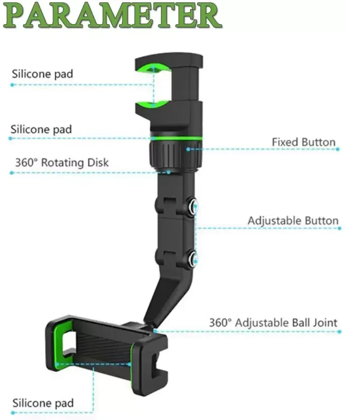 Multifunctional Car Phone Holder Mount, Rearview Mirror Phone Holder for Car, 360 Degree Rotatable β photo 6