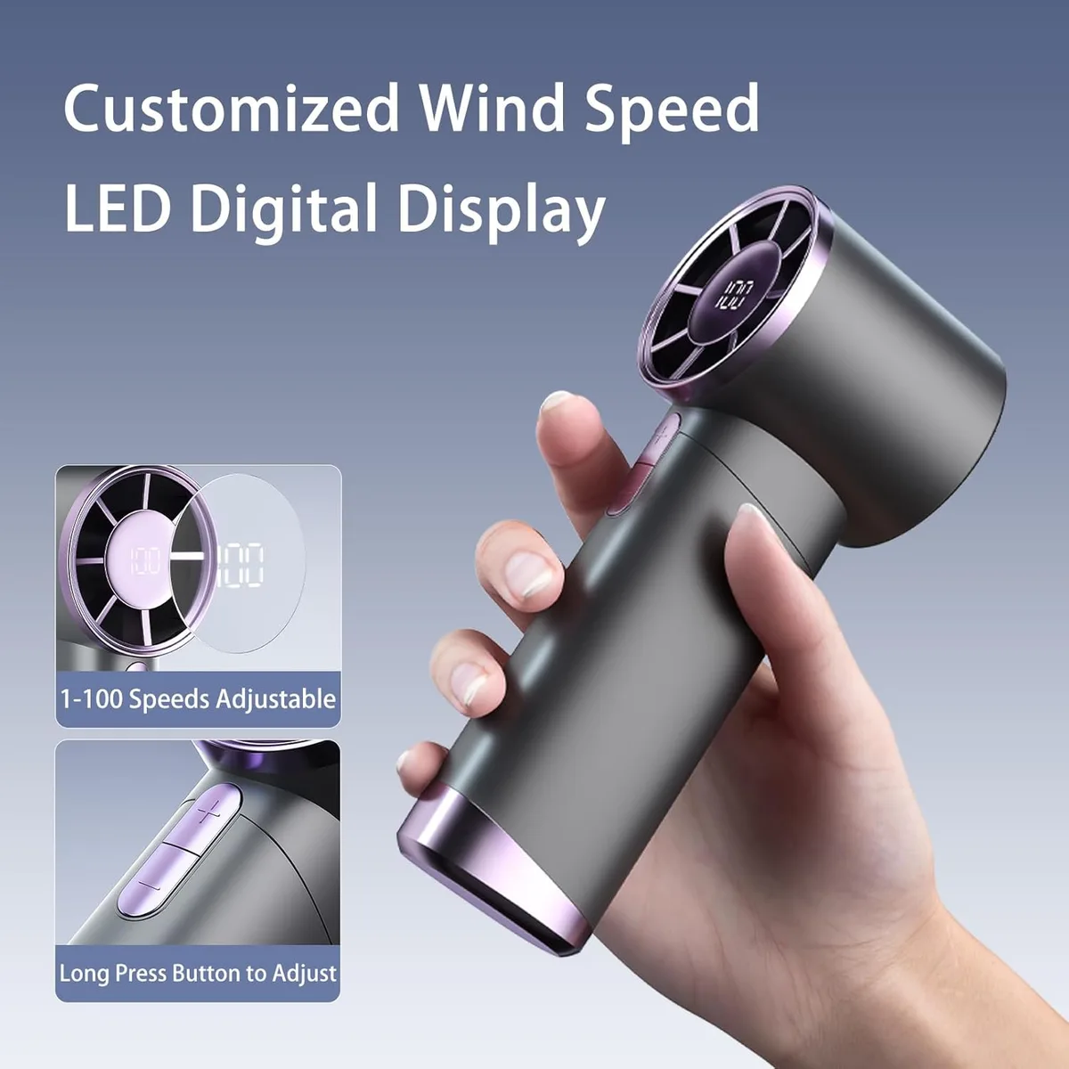 Portable Handheld Fan, Turbo Mini Fan with LED Display β photo 3