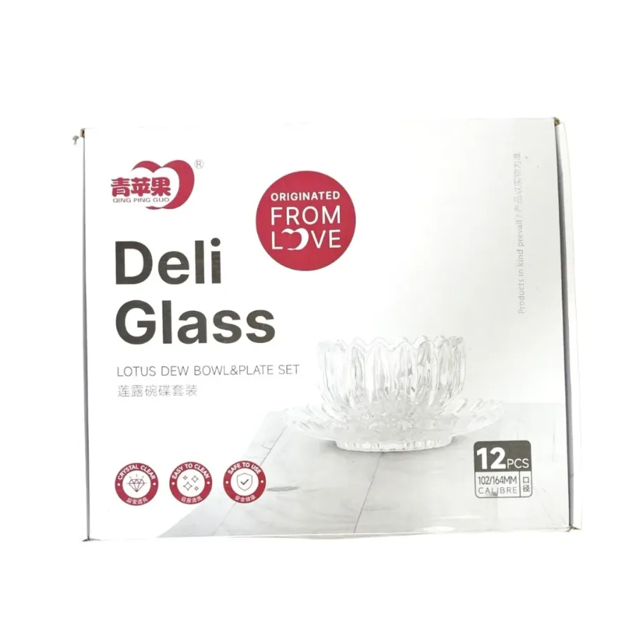DELI CLEAR RIBBED GLASS BOWL AND SAUCCER 6+6 PCS — photo 3