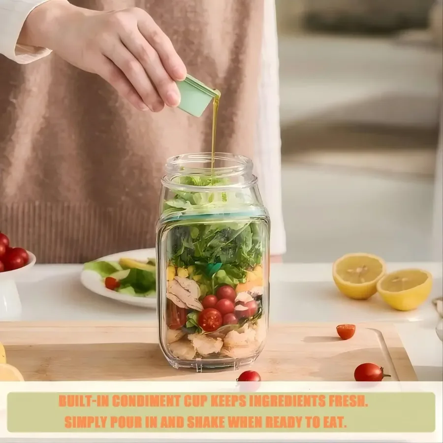 Portable Salad Pod,Leakproof Plastic Salad Container with Side-opening Cover — photo 2
