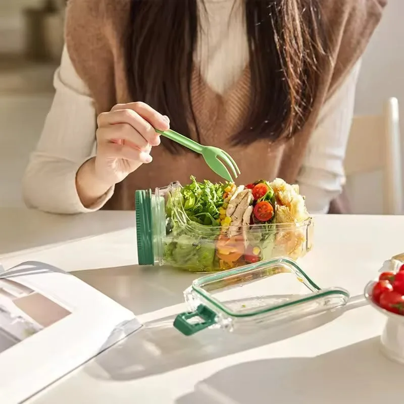 Portable Salad Pod,Leakproof Plastic Salad Container with Side-opening Cover — photo 3