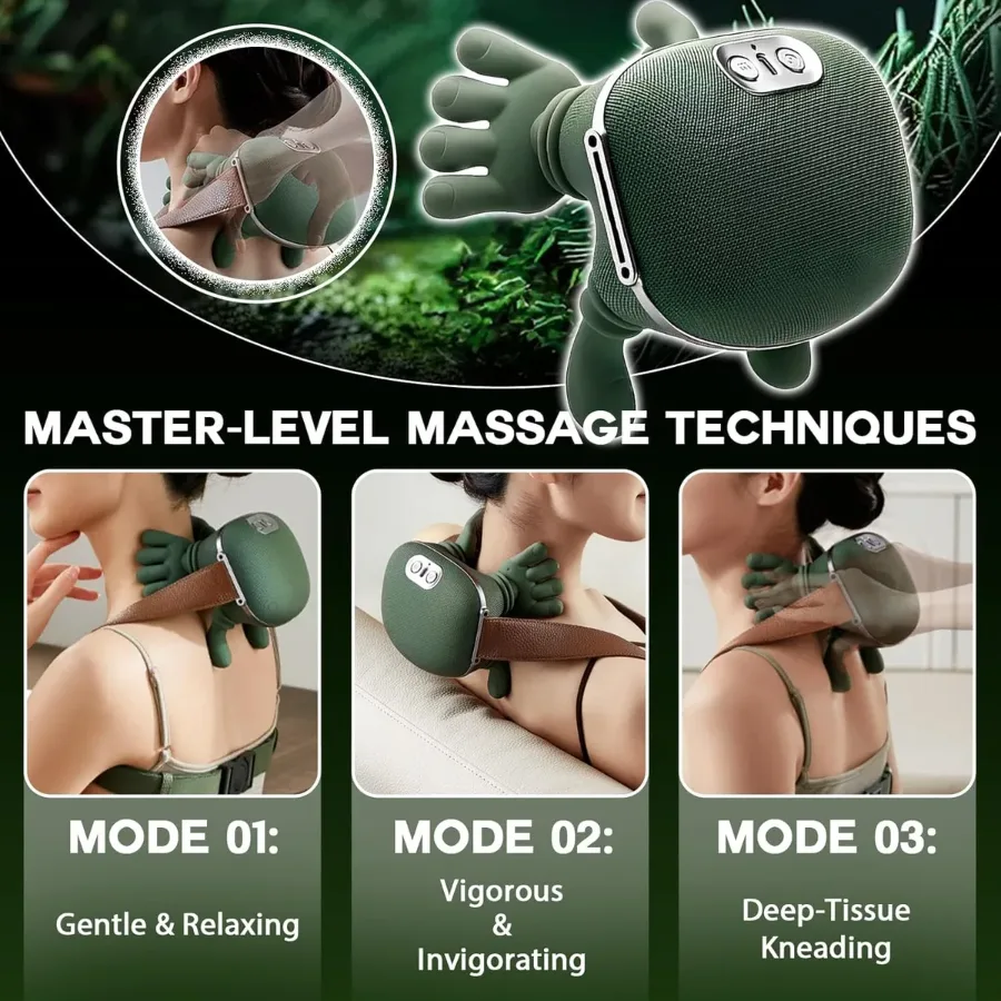 Rechargeable Neck and Back Massager with Heat, 3D Bionic Hand Design Massage β photo 5