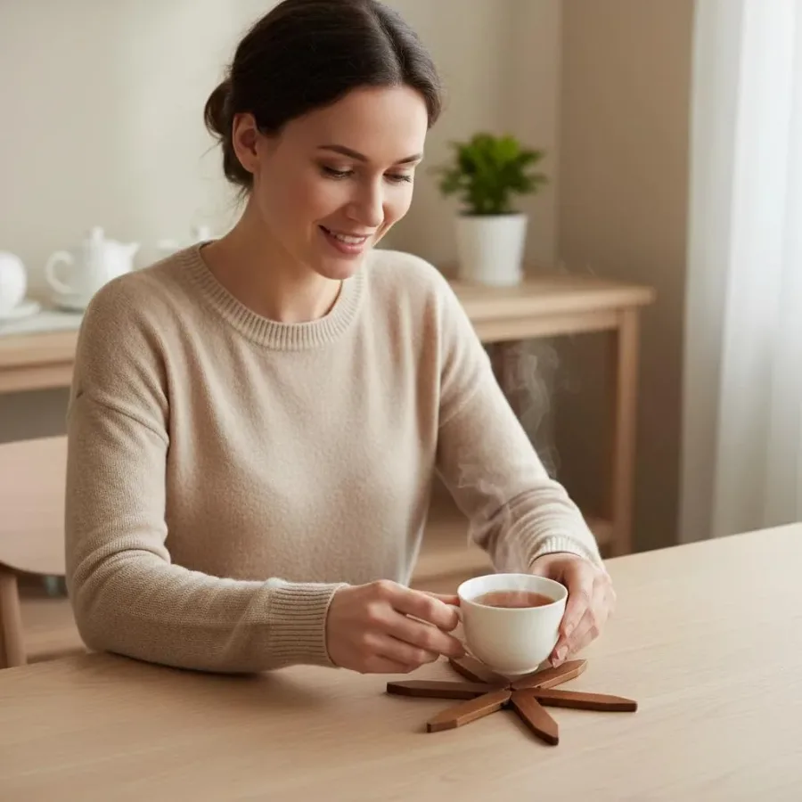 Walnut Wooden Tree Table Mat,Foldable Trivets — photo 2
