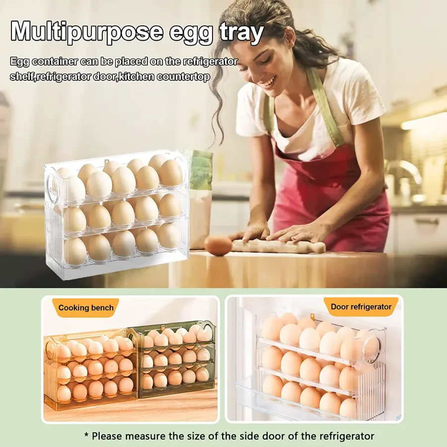 Egg Holder for Refrigerator 30 Coun, 3 Layer Vertical Clear Plastic — photo 2