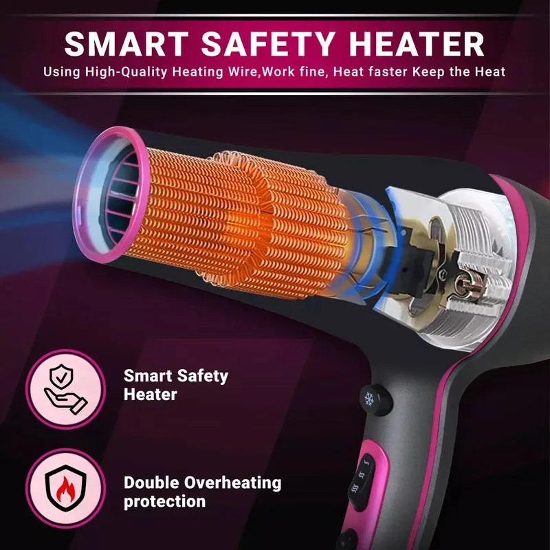 Vgr Professional Hair Dryer V402 - With Diffuser, Gray With Pink 2200W 3 Heating Settings β photo 4