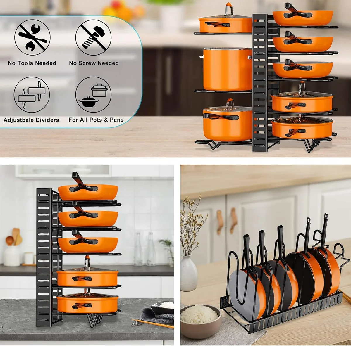 Pots and Pans Organizer Rack for Kitchen Storage Larger — photo 2