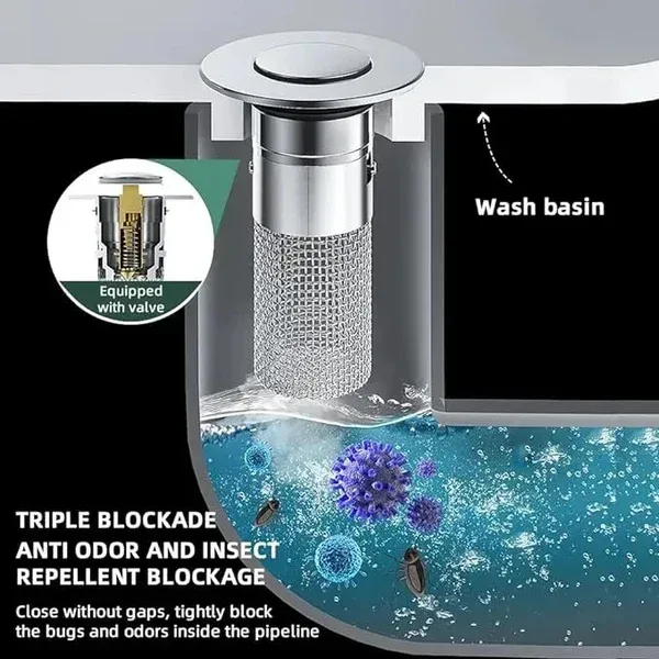 Universal Bathroom Sink Drain Stopper Double layer filtration β photo 2