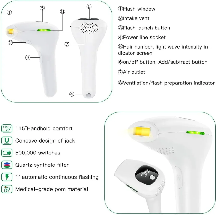 Safe and Effective IPL Permanent Laser Hair Removal Device for Face and Body for Men and Women — photo 6