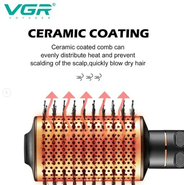 VGR Rotating Hot Air Brush Comb V494 - Black — photo 3