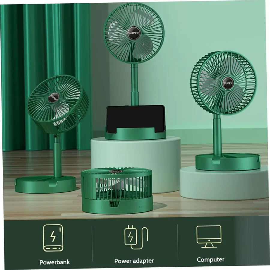 Foldable Desk Fan 3 Speeds, 180° Tilt Adjustable Rechargeable Fan with Low Noise & Long Battery Life — photo 5