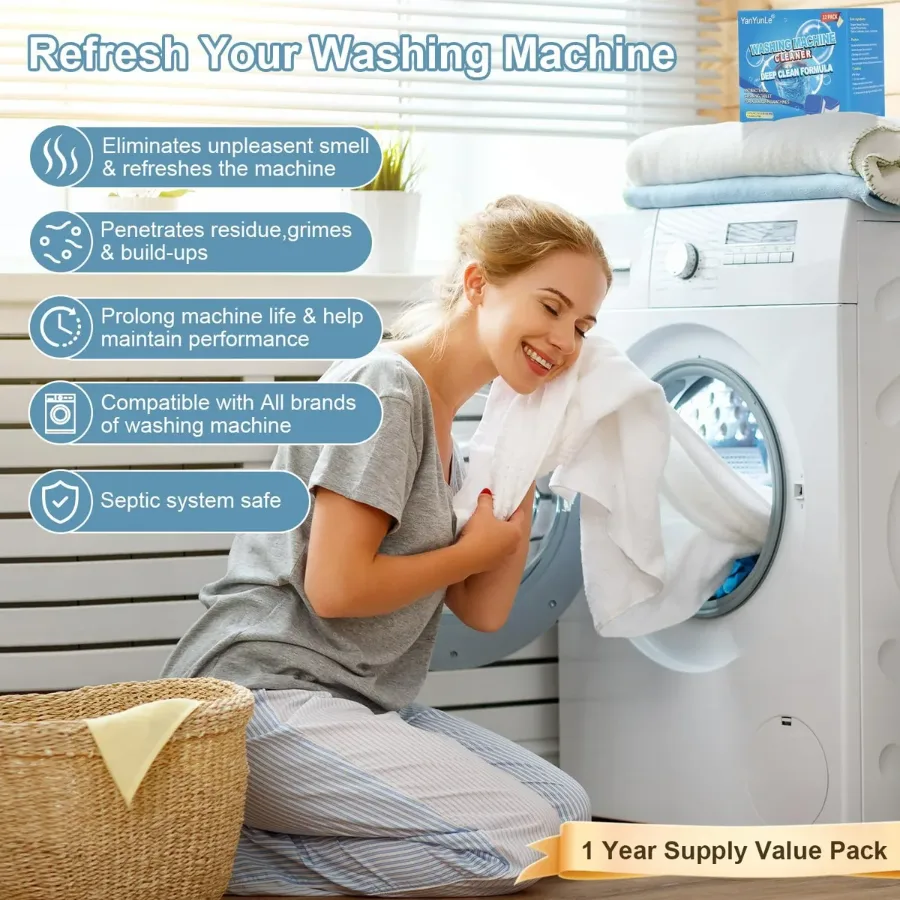 Washing Machine Cleaner Descaler Pack Of 12 - Deep Cleaning Tablet β photo 3