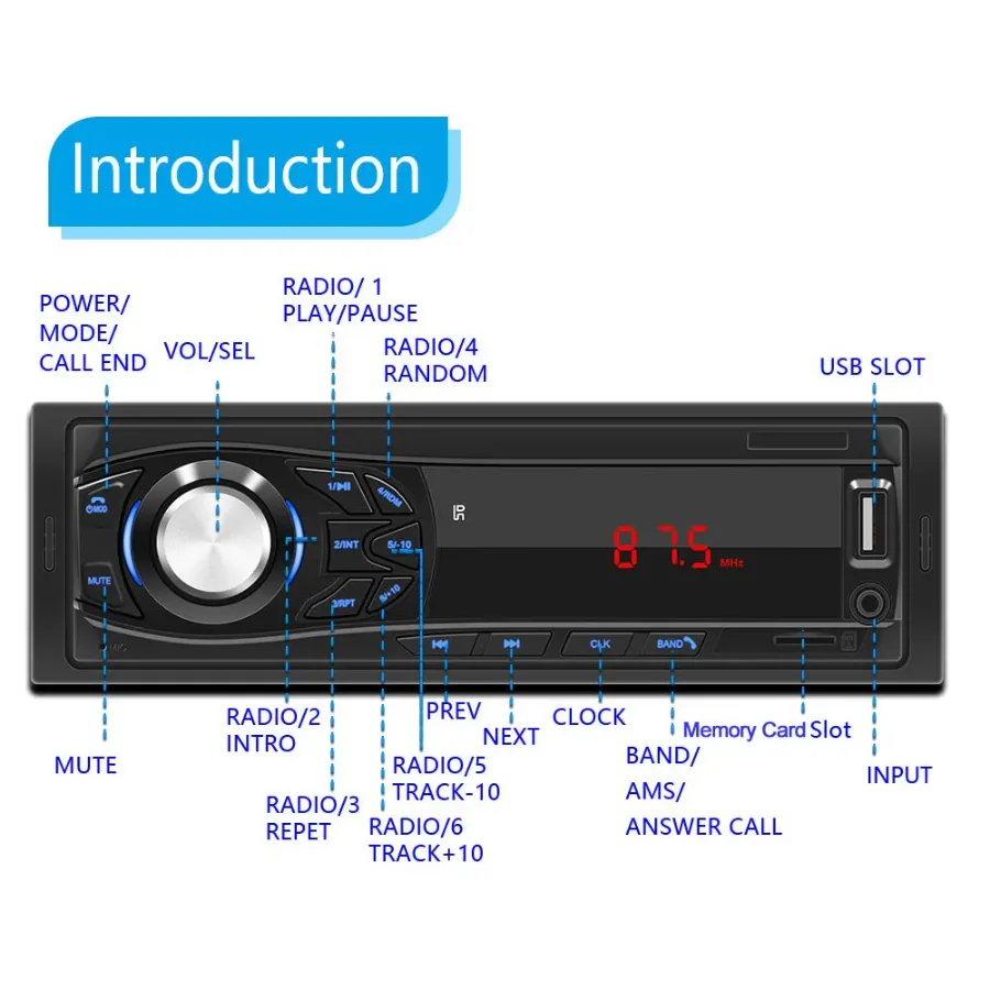 CAR RADIO MP3 AUDIO PLAYER SUPPORT FM / USB / SD CARD / BLUETOOTH β photo 5