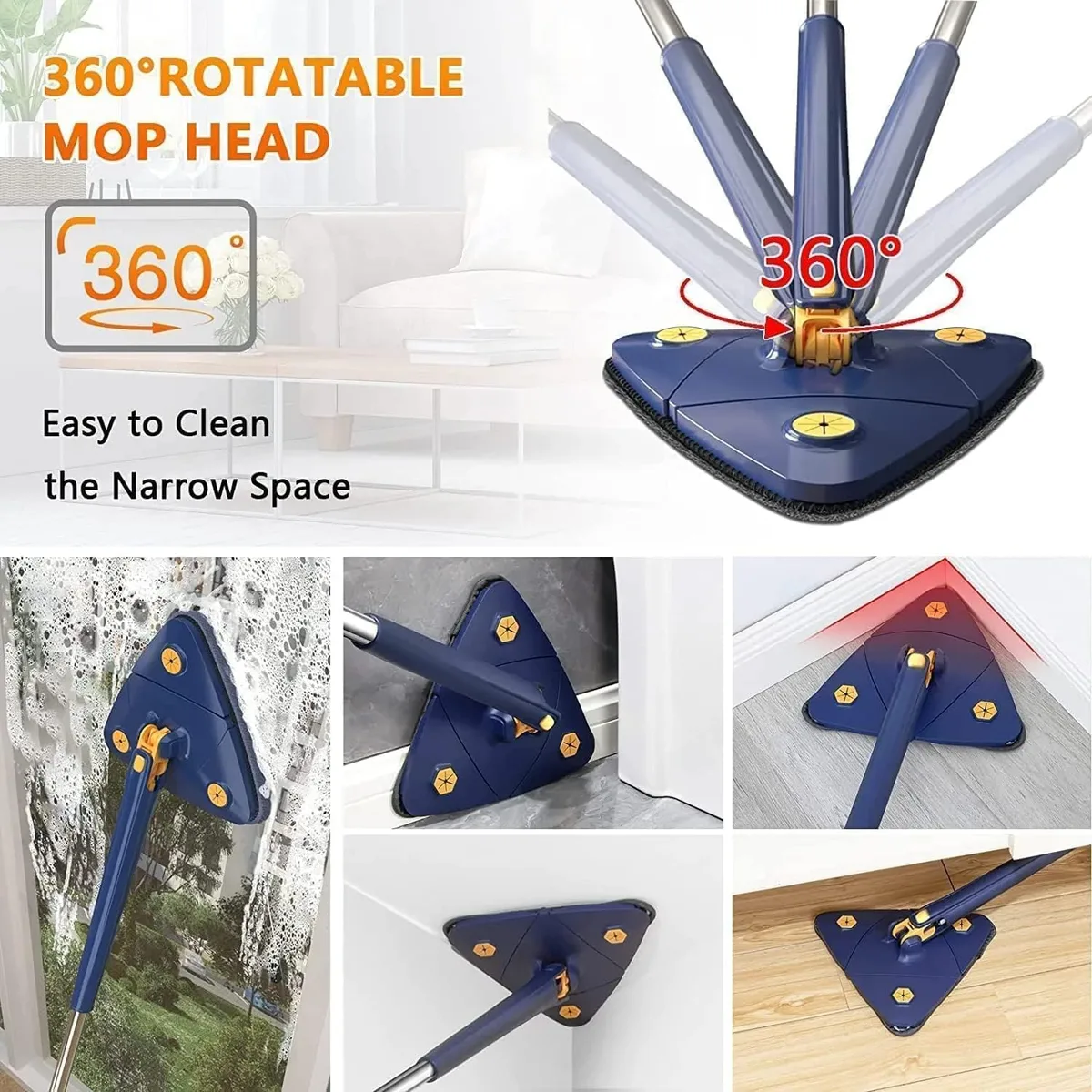 360° Triangle Mop | Self-Wringing Wet & Dry Microfiber Mop — photo 3