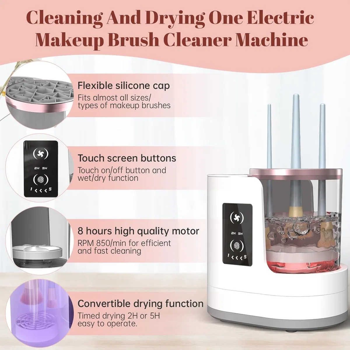 3 in 1 Portable USB Make up Brush Cleaner & Dryer & Holder — photo 2