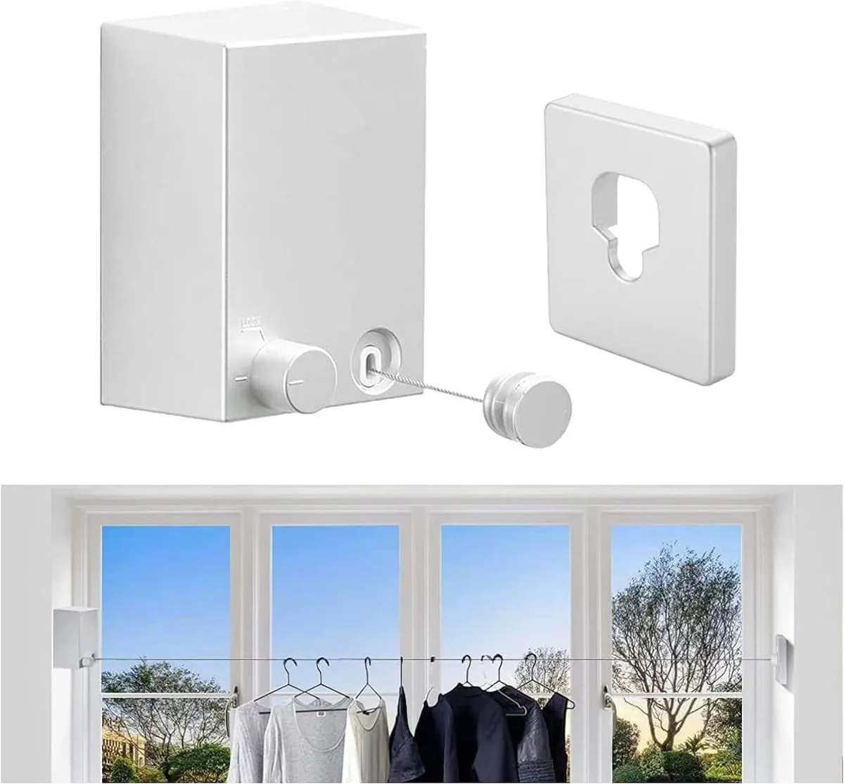 Retractable Clothesline - Clothes Drying Rope Adjustable