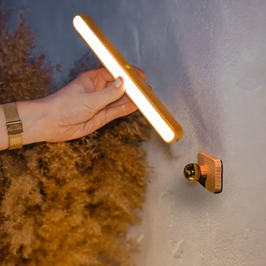 Magnetic LED Wooden Wall Light - 360° Rotatable & Dimmable Touch Control Multi-Purpose LED Lights — photo 2