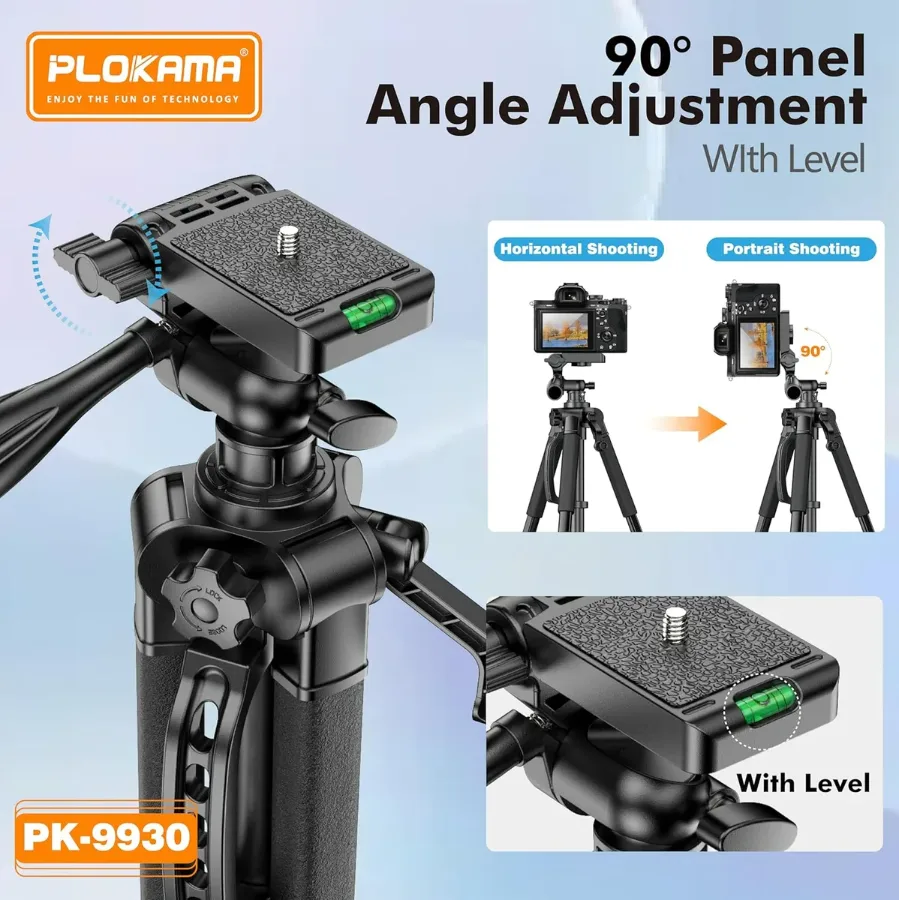 PLOKAMA Professional Tripod 150cm – 360° Rotation with Bluetooth Remote — photo 8