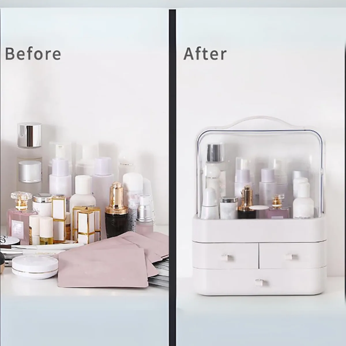 Dustproof Makeup Organizer with 3 Drawers – Waterproof Cosmetic Storage Box — photo 3