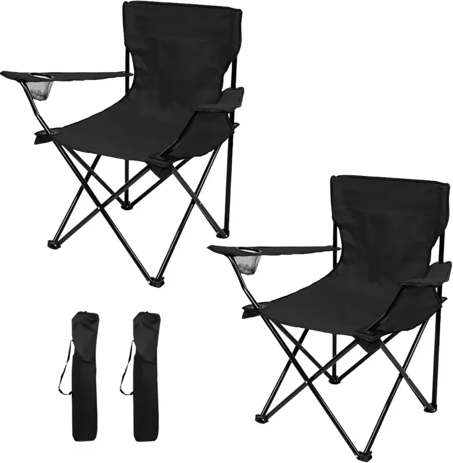 Portable & Foldable Camping Chair with Cup Holder, Outdoor Chair – Black — photo 2