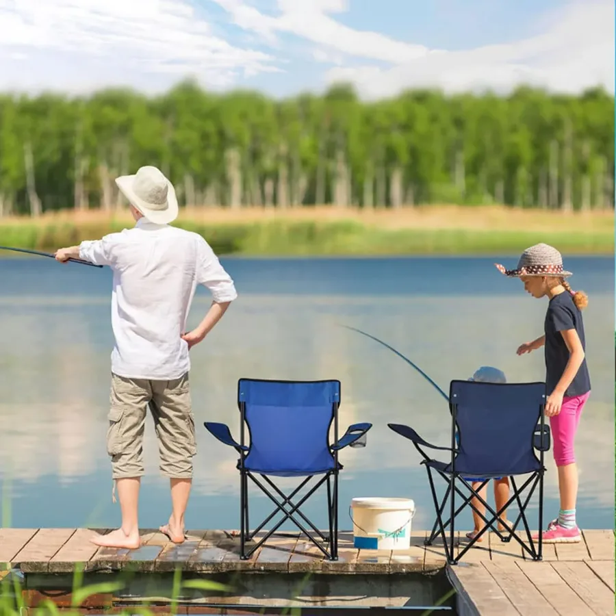 Portable & Foldable Camping Chair with Cup Holder, Outdoor Chair – Black — photo 4