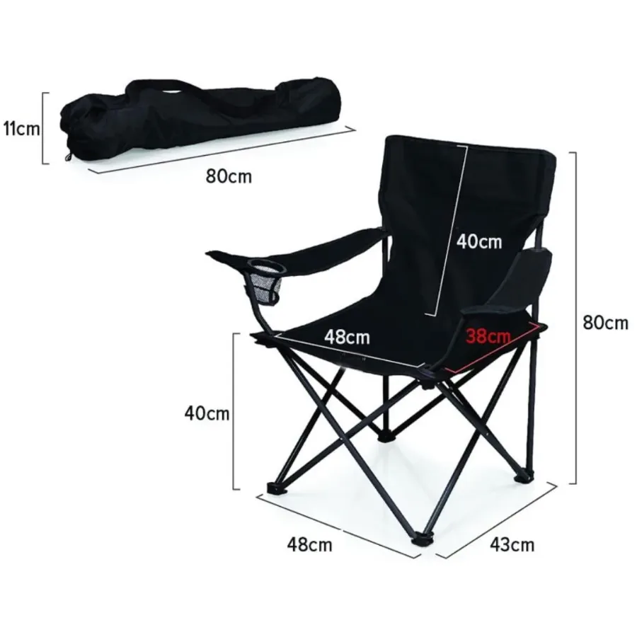Portable & Foldable Camping Chair with Cup Holder, Outdoor Chair – Black — photo 5