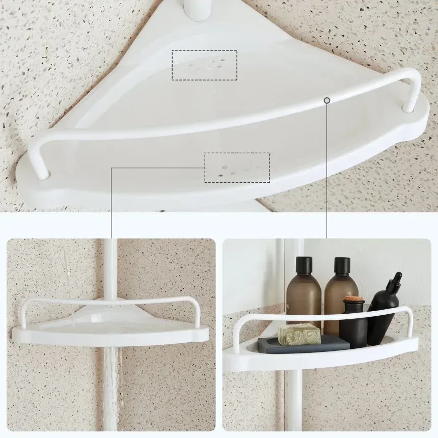 4 Tier Bathroom Corner Shelf with Towel Holder – Wall Mounted Storage Rack for Toiletries & Towels — photo 6