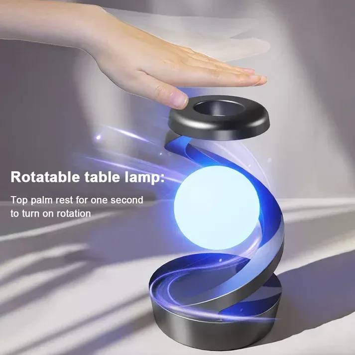 360 Floating RGB Light – Rotating Magnetic Table Lamp with Wireless Charger - Black color — photo 5