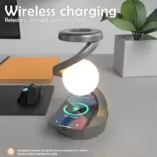 360 Floating RGB Light – Rotating Magnetic Table Lamp with Wireless Charger - Black color — photo 6