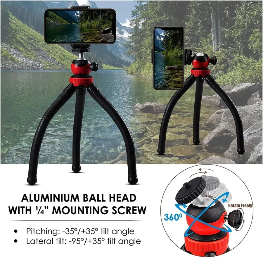 Flexible Octopus Tripod for Phone & Camera – Mini Tripod Travel Stand with Phone Clip Mount — photo 3