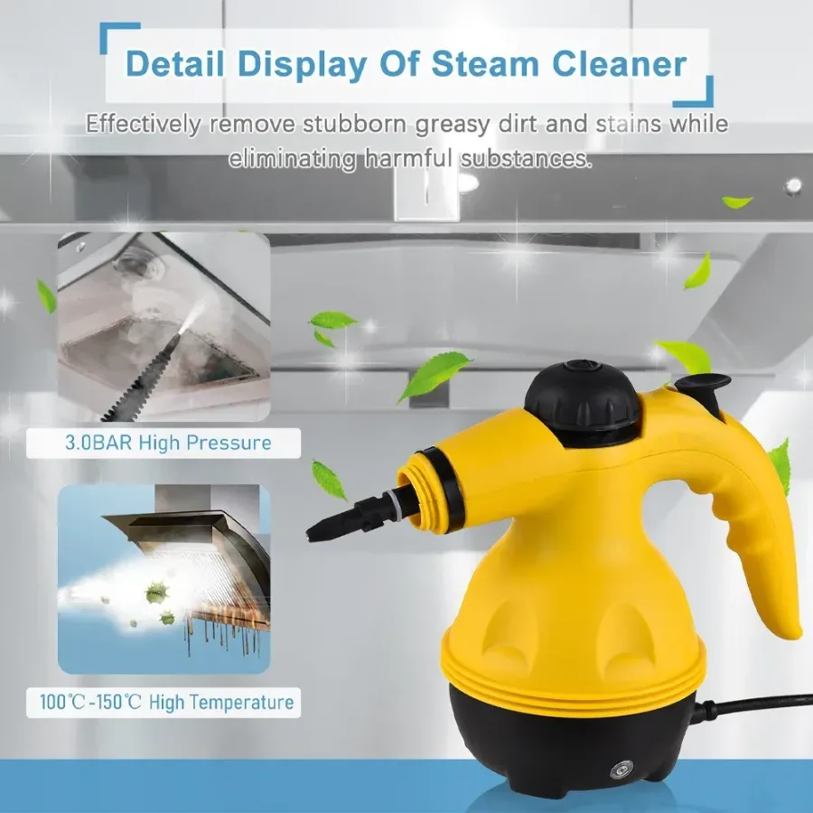 High Pressure Steam Cleaner – 1000W Handheld Steam Cleaning Machine with 9 Accessories for Kitchen, Bathroom, Furniture & Car Detailing — photo 2