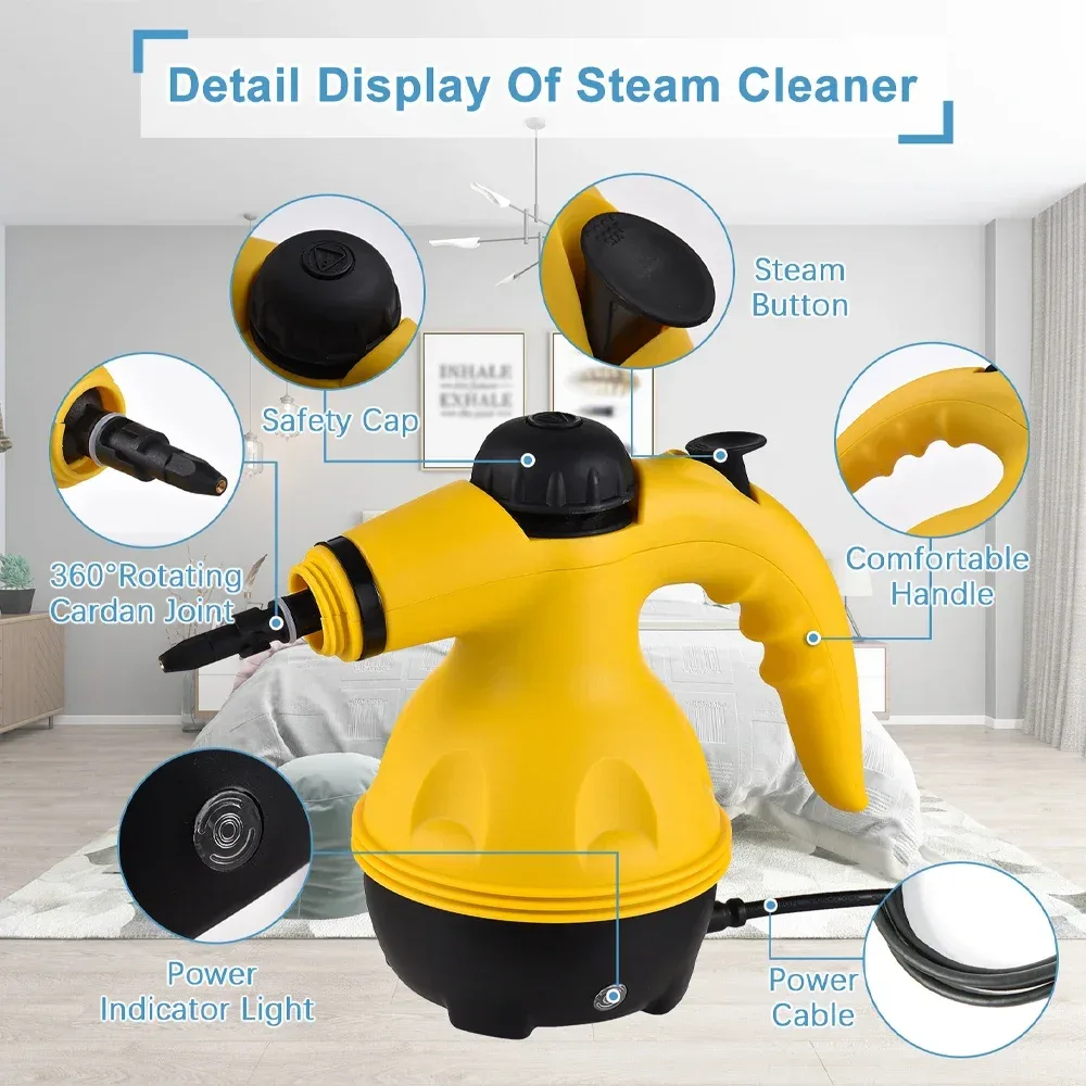 High Pressure Steam Cleaner – 1000W Handheld Steam Cleaning Machine with 9 Accessories for Kitchen, Bathroom, Furniture & Car Detailing — photo 4