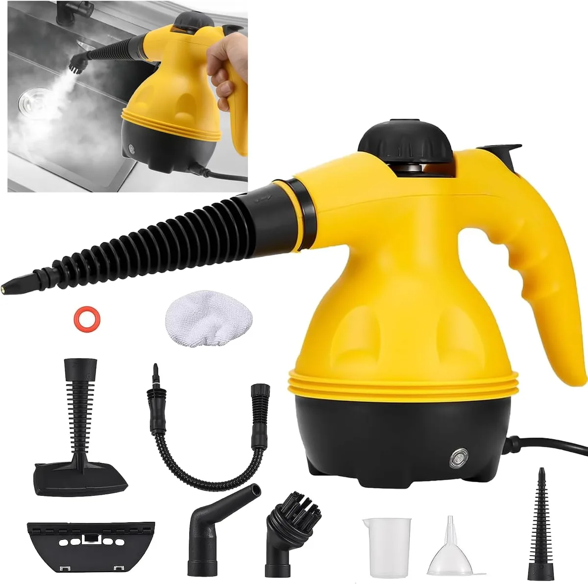 High Pressure Steam Cleaner – 1000W Handheld Steam Cleaning Machine with 9 Accessories for Kitchen, Bathroom, Furniture & Car Detailing