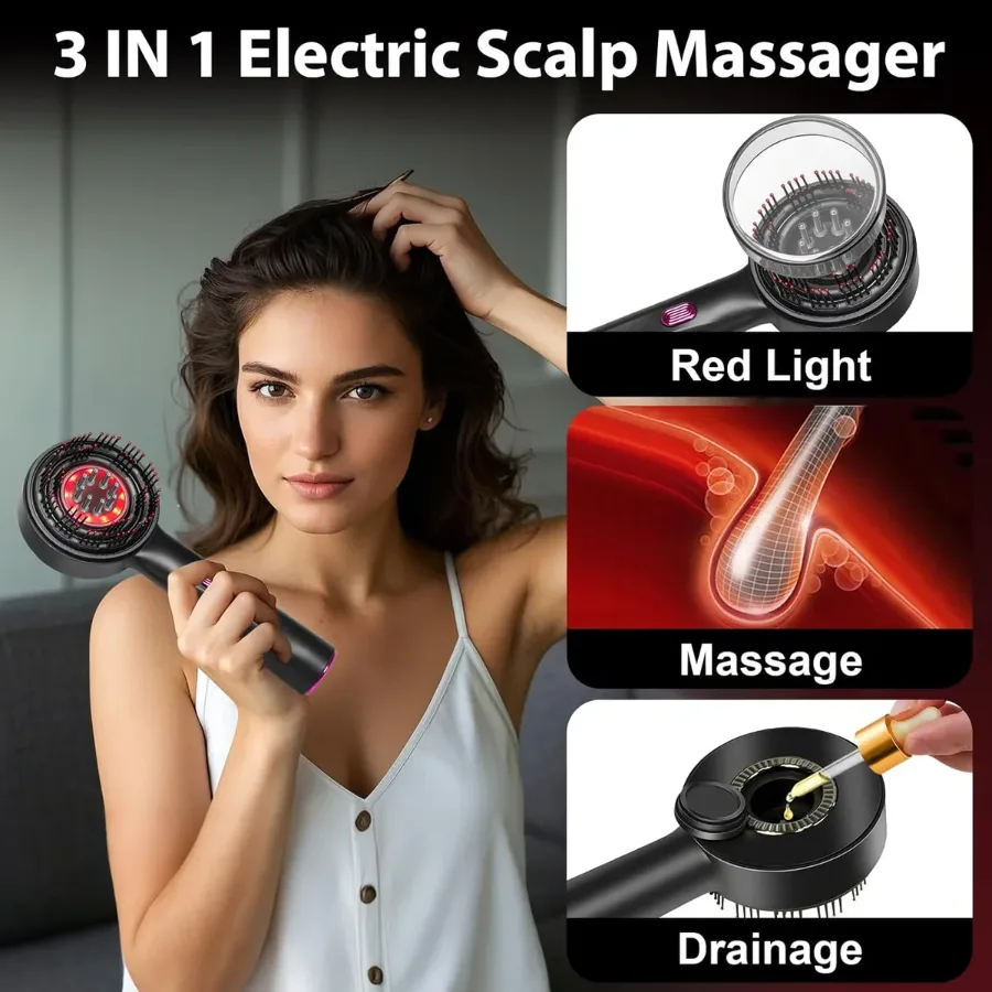 Laser Therapy Hair Growth Comb – Electric Scalp Massager & Hair Oil Applicator Waterproof — photo 3