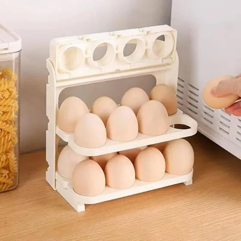 Modern Egg Storage Rack Organizer – 3 Tier Rolling Egg Holder — photo 4