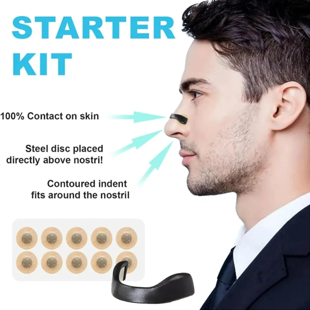 Magnetic Nasal Strips Snoring Relief Kit with Nose Clip - Breathing enhancer — photo 3