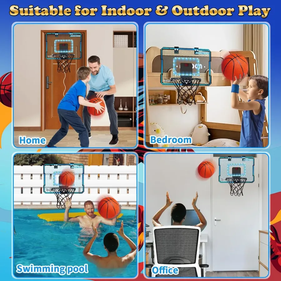 Mini Wall-Mounted Basketball Hoop with LED ScoreBall β photo 5