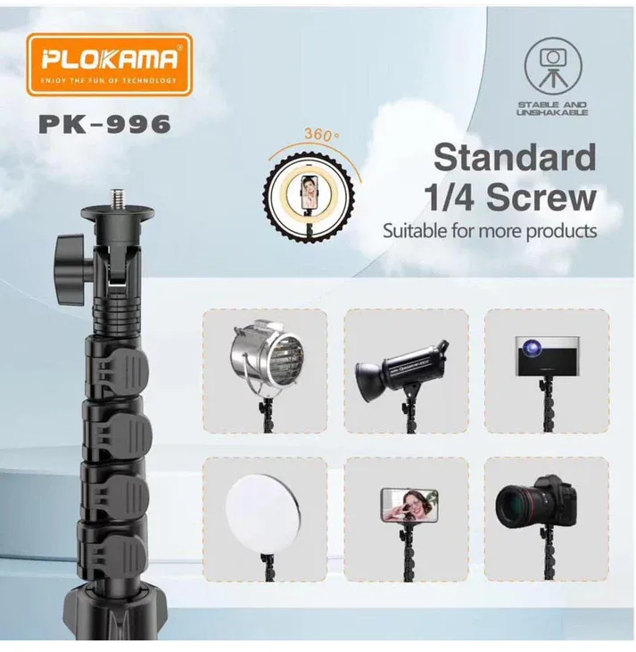 PLOKAMA PK996 Multifunctional Bluetooth Tripod with Remote 5.5F PK996 — photo 4